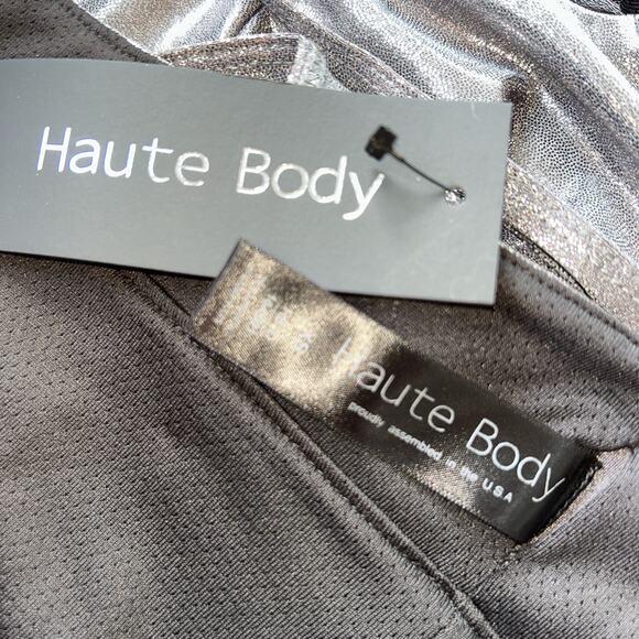 Haute Body Sports Bra XS Silver Metallic Zip Front Straps Athleisure Revolve NWT - Picture 9 of 10